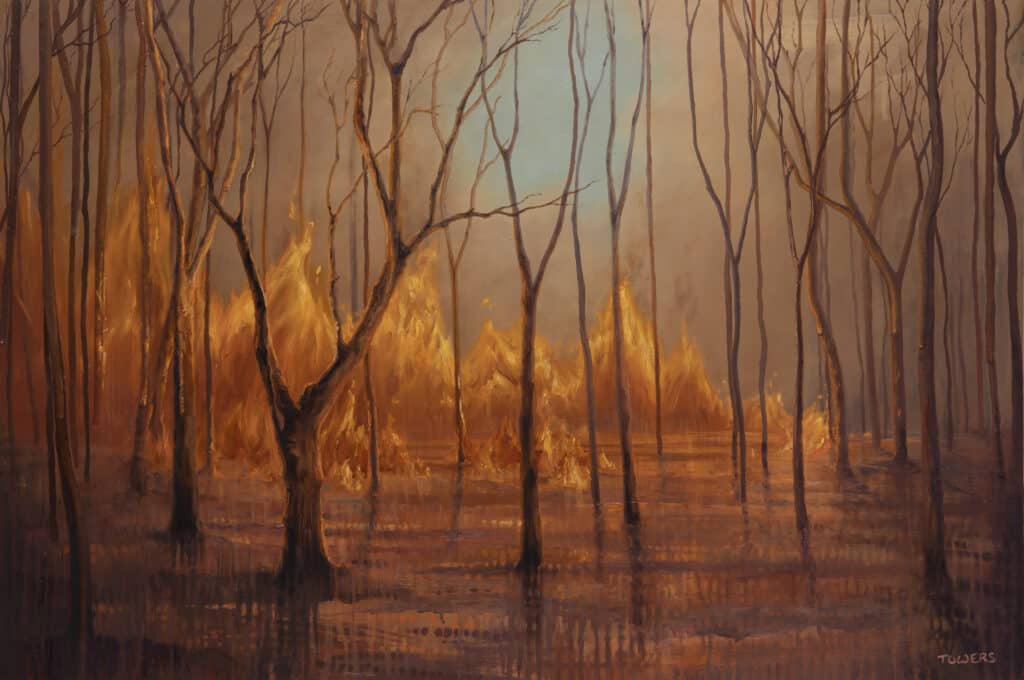 Artwork by Tim Owers: Glimpse | 2024 | Oil on Board